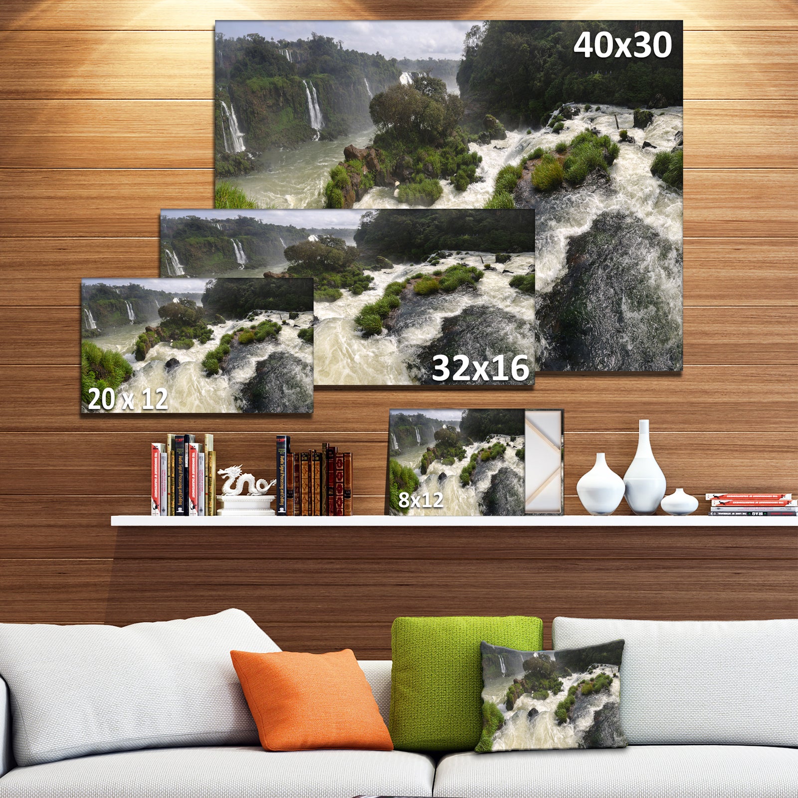 Waterfall Iguacu Falls in Brazil - Landscape Art Canvas Print