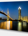 Lit-up Bhumibol Bridge at Dusk - Cityscape Artwork Canvas