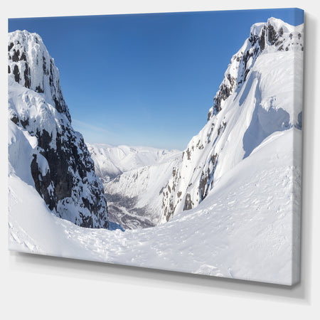Pass in the Northern Winter Hills - Landscape Art Canvas Print