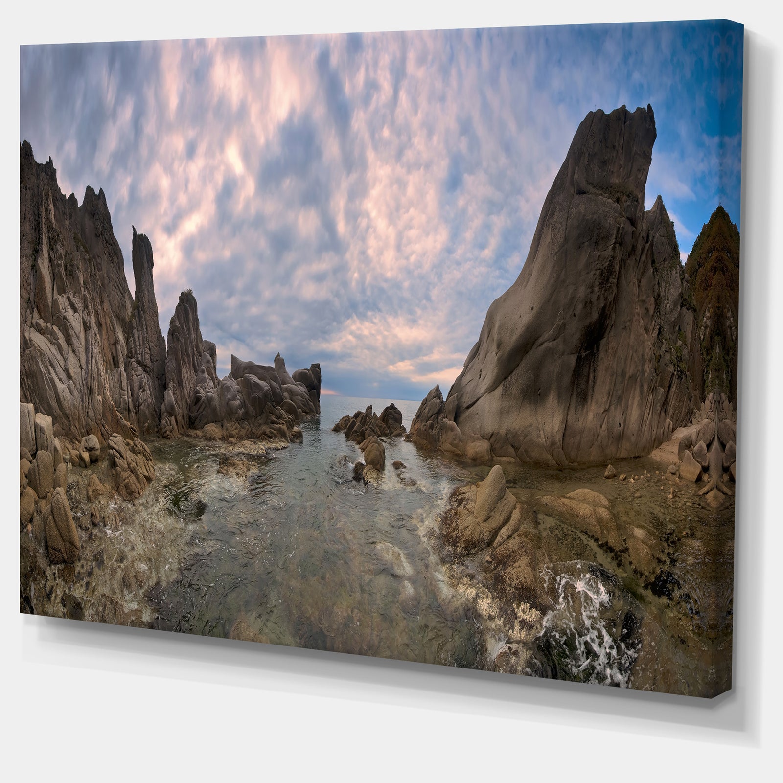Rocky Beach East Sea on Overcast Day - Landscape Art Canvas Print