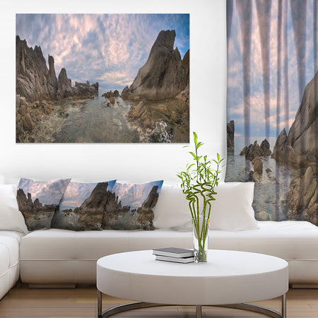 Rocky Beach East Sea on Overcast Day - Landscape Art Canvas Print