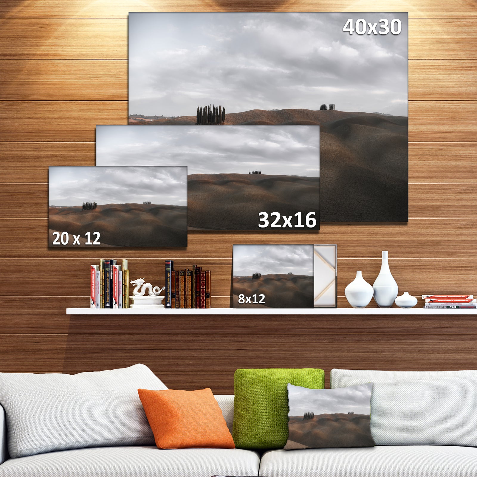 Cypress Grove at the Field Panorama - Landscape Art Canvas Print