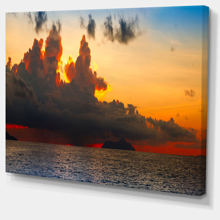 Beautiful Sunset over the Clouds - Landscape Art Canvas Print