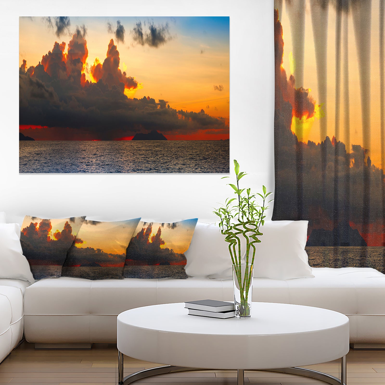 Beautiful Sunset over the Clouds - Landscape Art Canvas Print