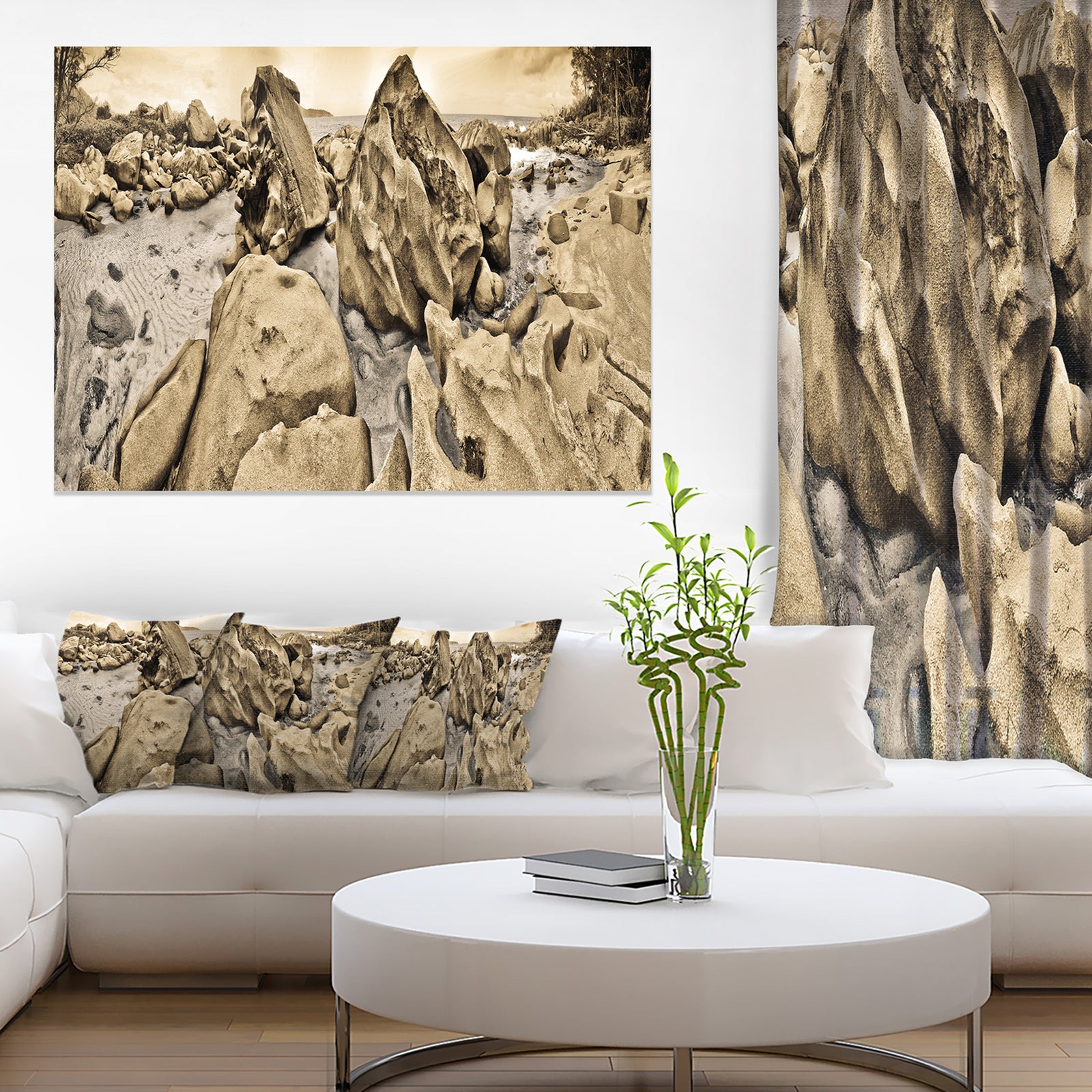 Rocky Praslin Seychelles Panorama - Landscape Art Canvas Print