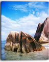 Massive Rocks in Seychelles Beach - Modern Seascape Canvas Artwork