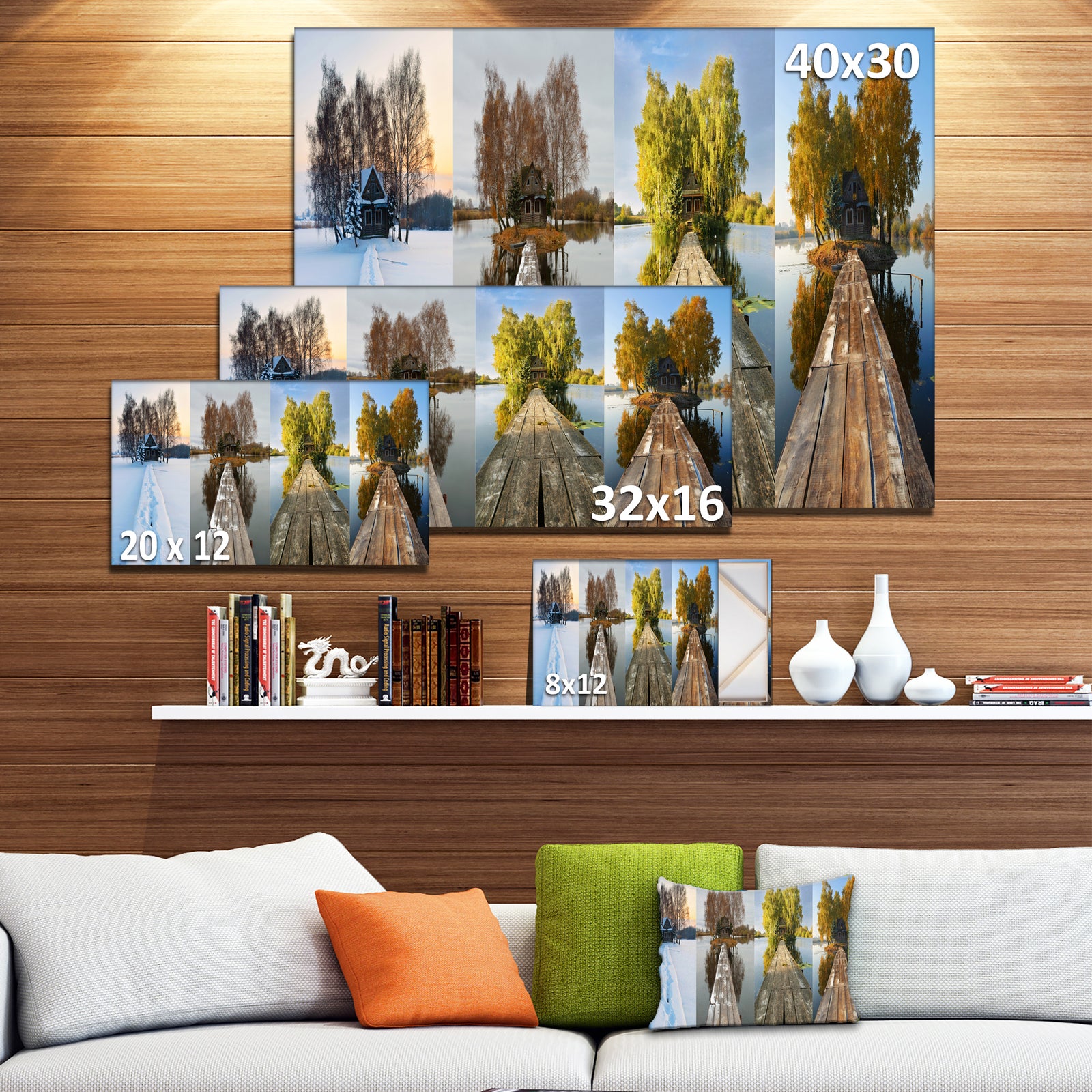 Houses on Small Island Panorama - Modern Seascape Canvas Artwork