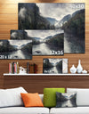 Mountain River with Fog and Rain - Modern Seascape Canvas Artwork