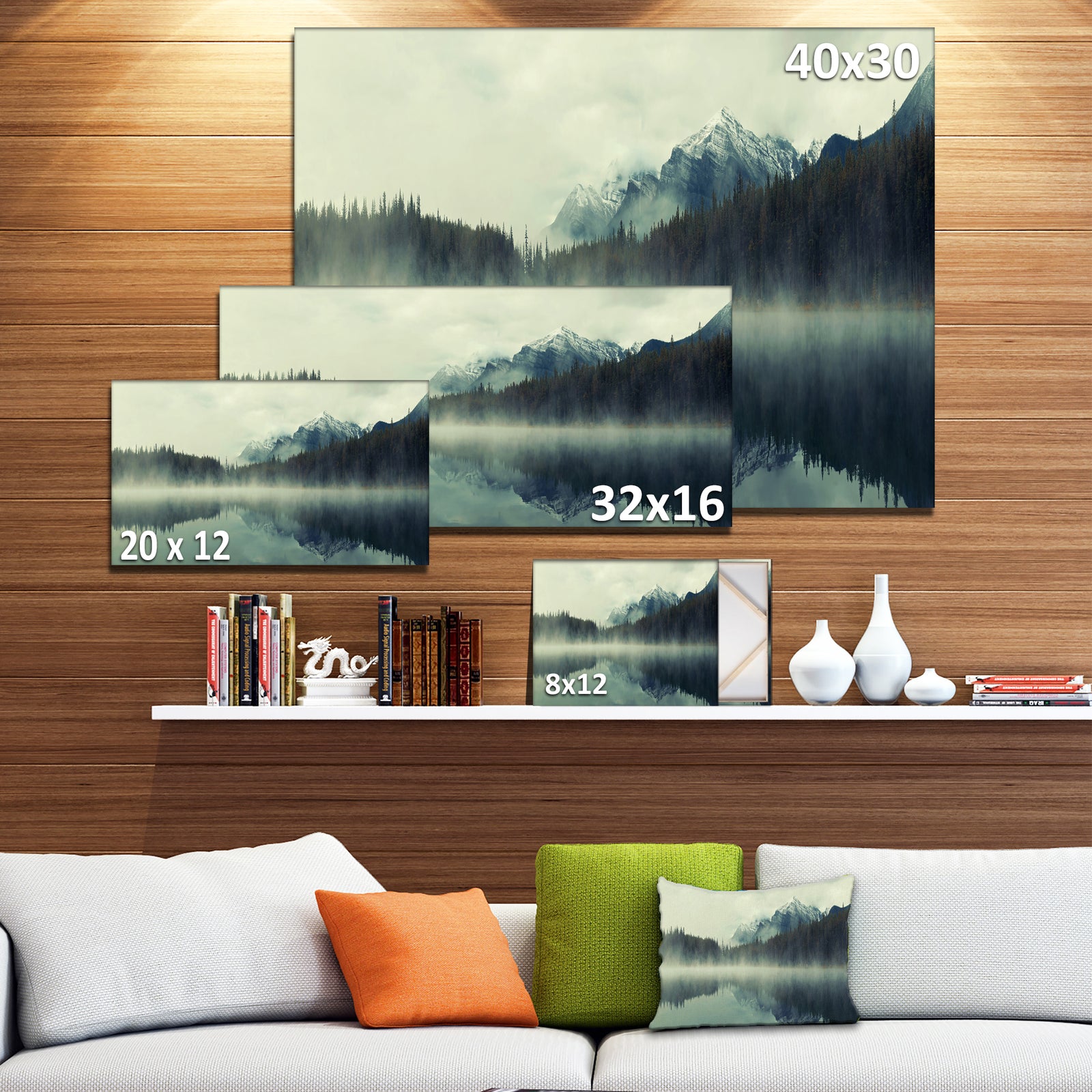 Lake Herbert in Foggy Morning - Modern Seascape Canvas Artwork