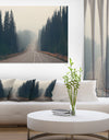 Foggy Road in Forest in Banff Park - Modern Seascape Canvas Artwork