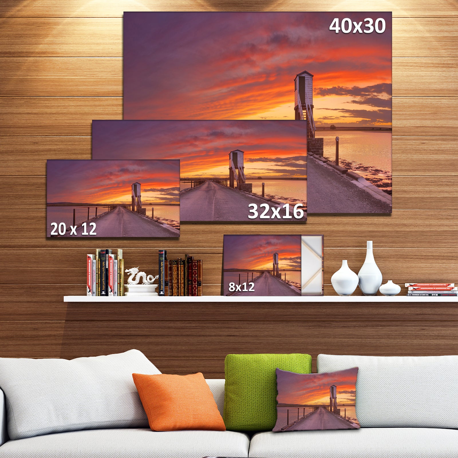 Holy Island of Lindisfarne Panorama - Wooden Sea Bridge Canvas Wall Art