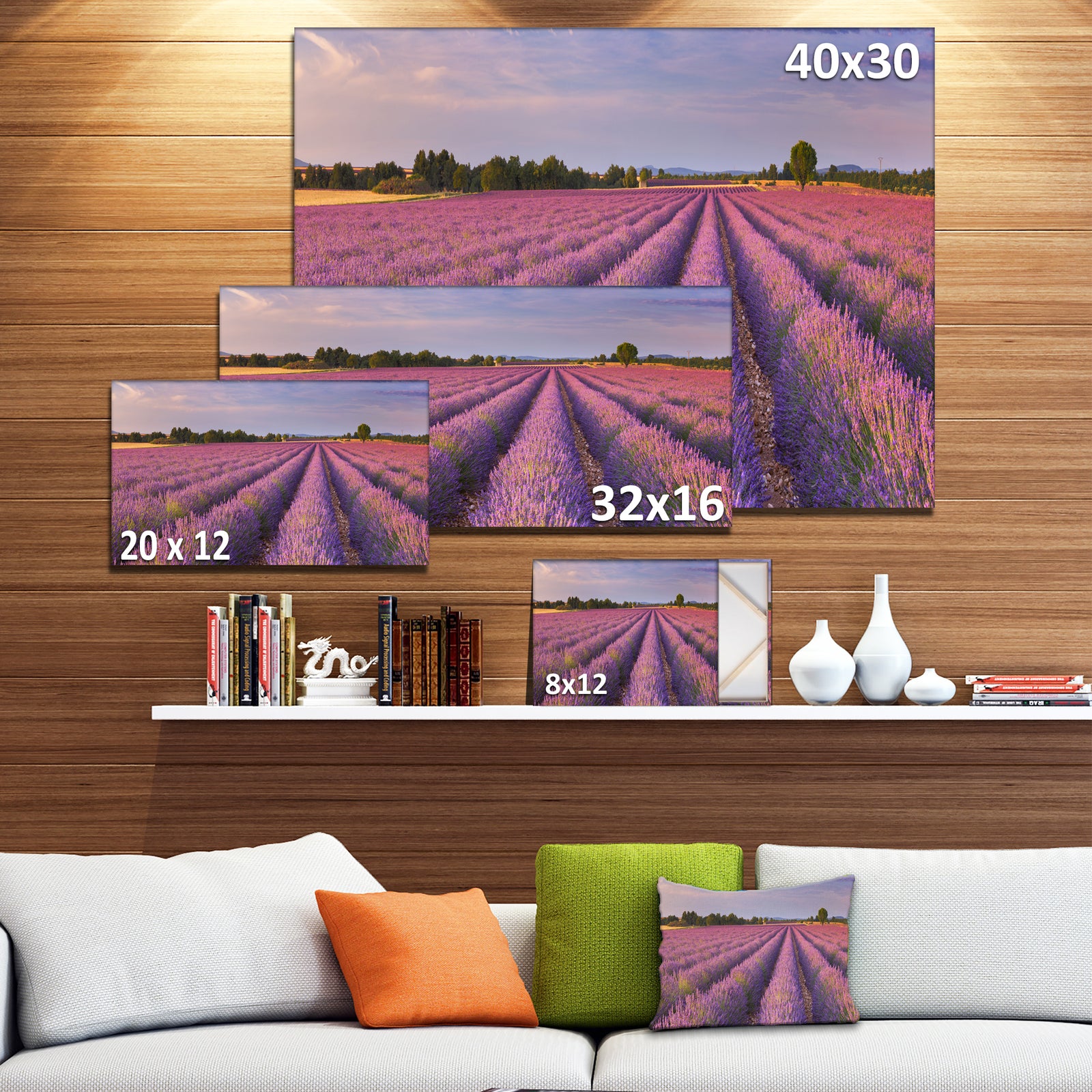 Lavender Flower Rows in France - Landscape Art Canvas Print