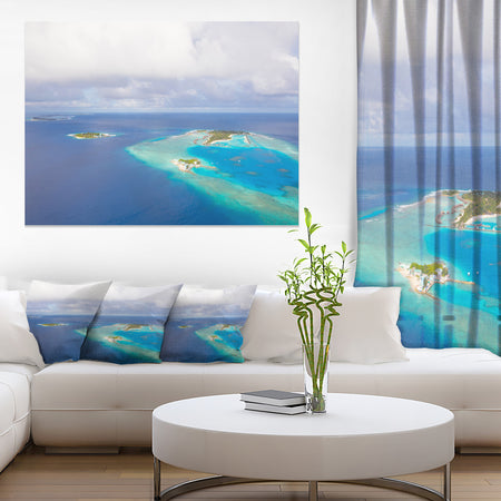 Aerial View of Maldives Island - Modern Seascape Canvas Artwork