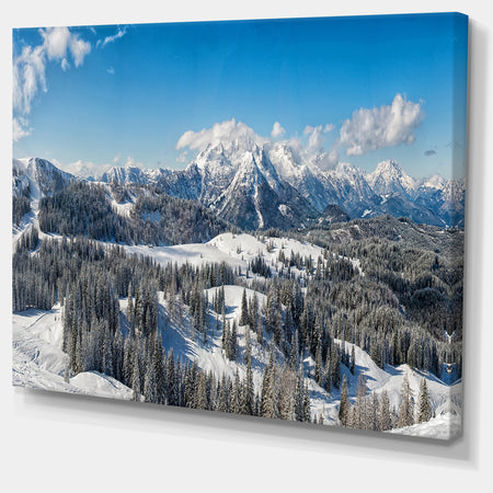 Austrian Alps Winter Panorama - Landscape Art Canvas Print