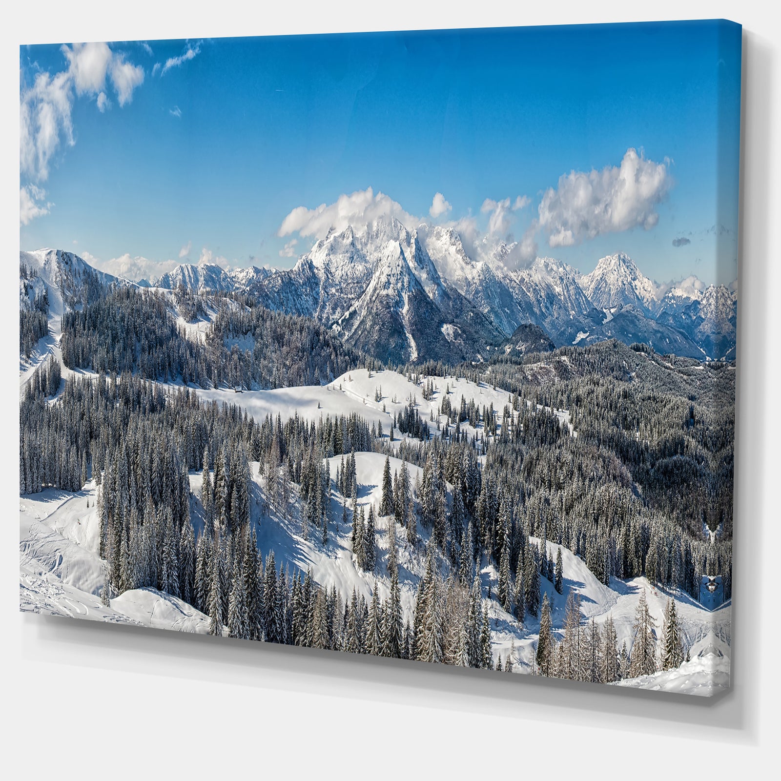 Austrian Alps Winter Panorama - Landscape Art Canvas Print