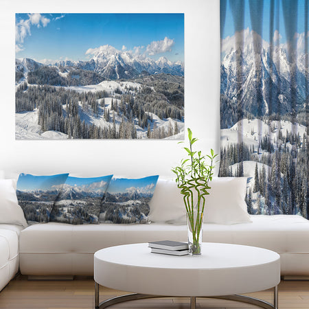 Austrian Alps Winter Panorama - Landscape Art Canvas Print