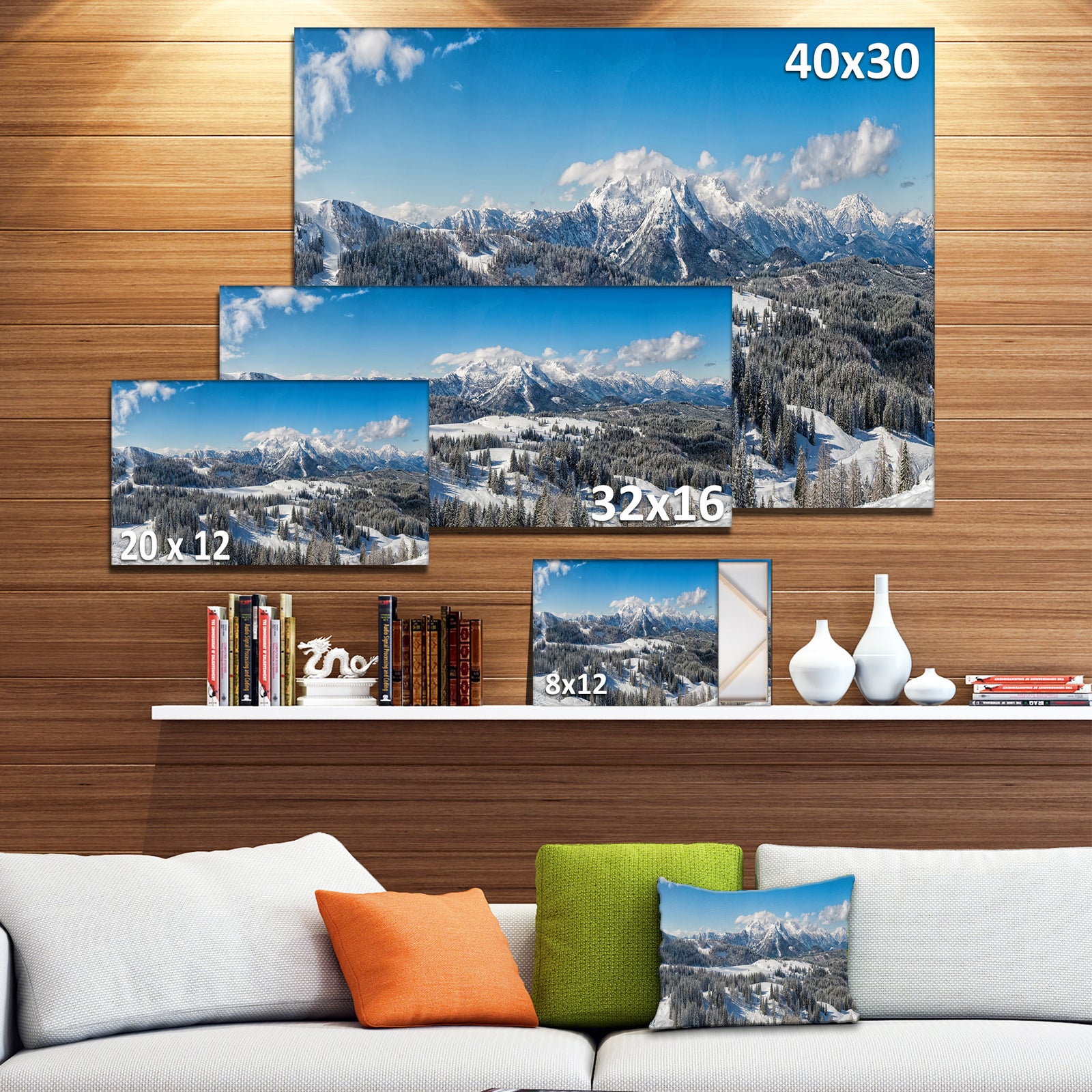 Austrian Alps Winter Panorama - Landscape Art Canvas Print