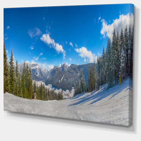 Austrian Alps Seen From Ski Slope - Landscape Art Canvas Print