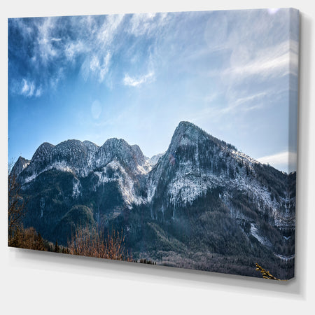 Winter Mountains with Sun Flare - Landscape Art Canvas Print