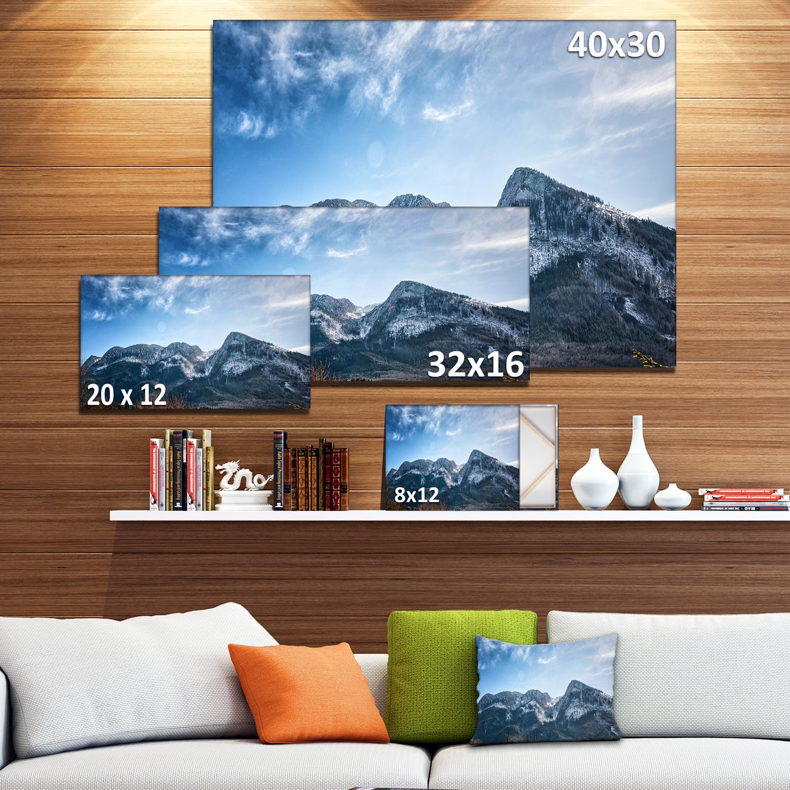 Winter Mountains with Sun Flare - Landscape Art Canvas Print