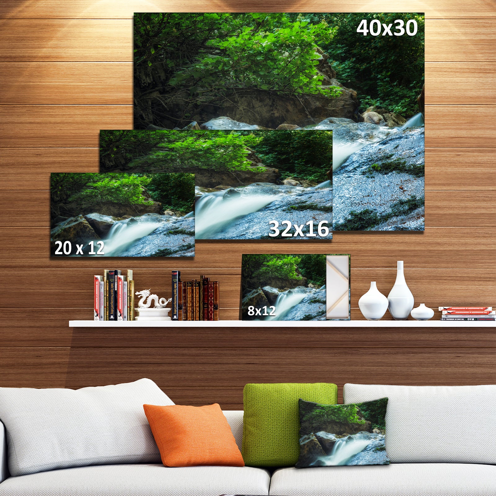 Water Slide over the Moss - Landscape Art Canvas Print