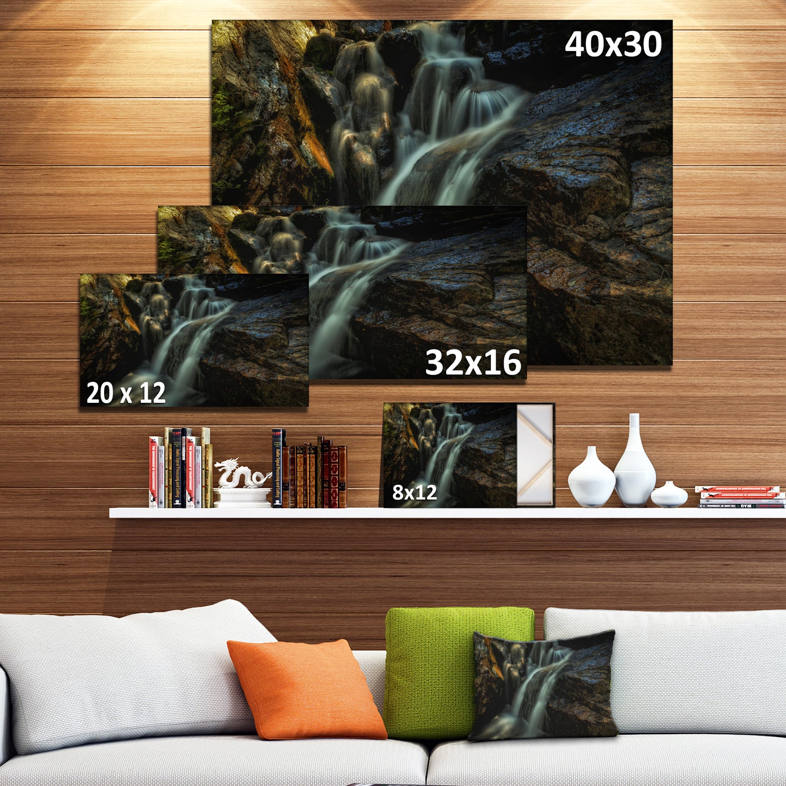 Slow Motion Waterfall in Summer - Landscape Art Canvas Print