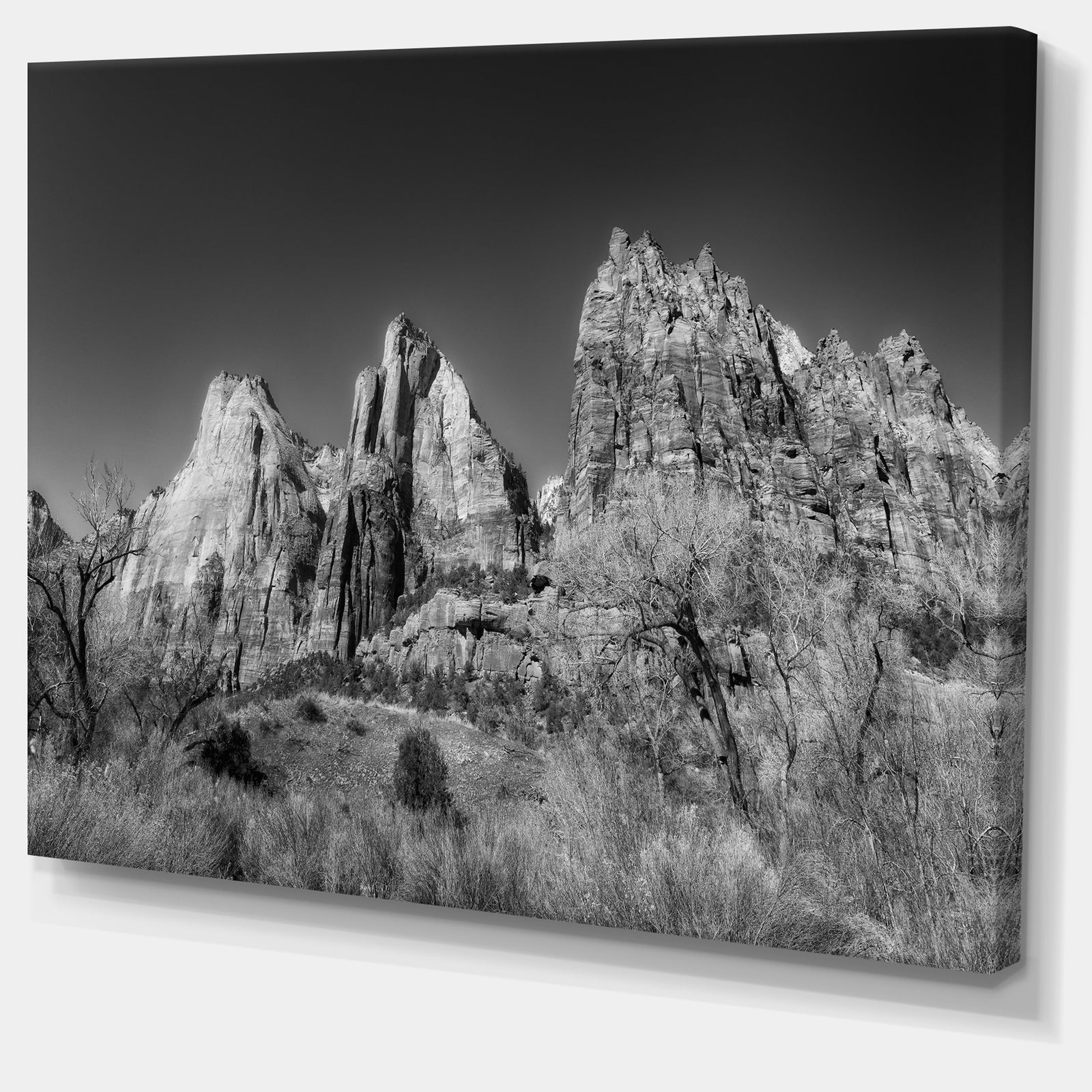 Rising Red Rocks Black and White - Landscape Art Canvas Print