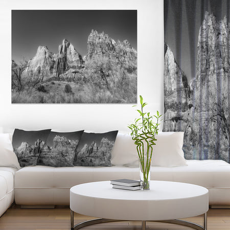 Rising Red Rocks Black and White - Landscape Art Canvas Print