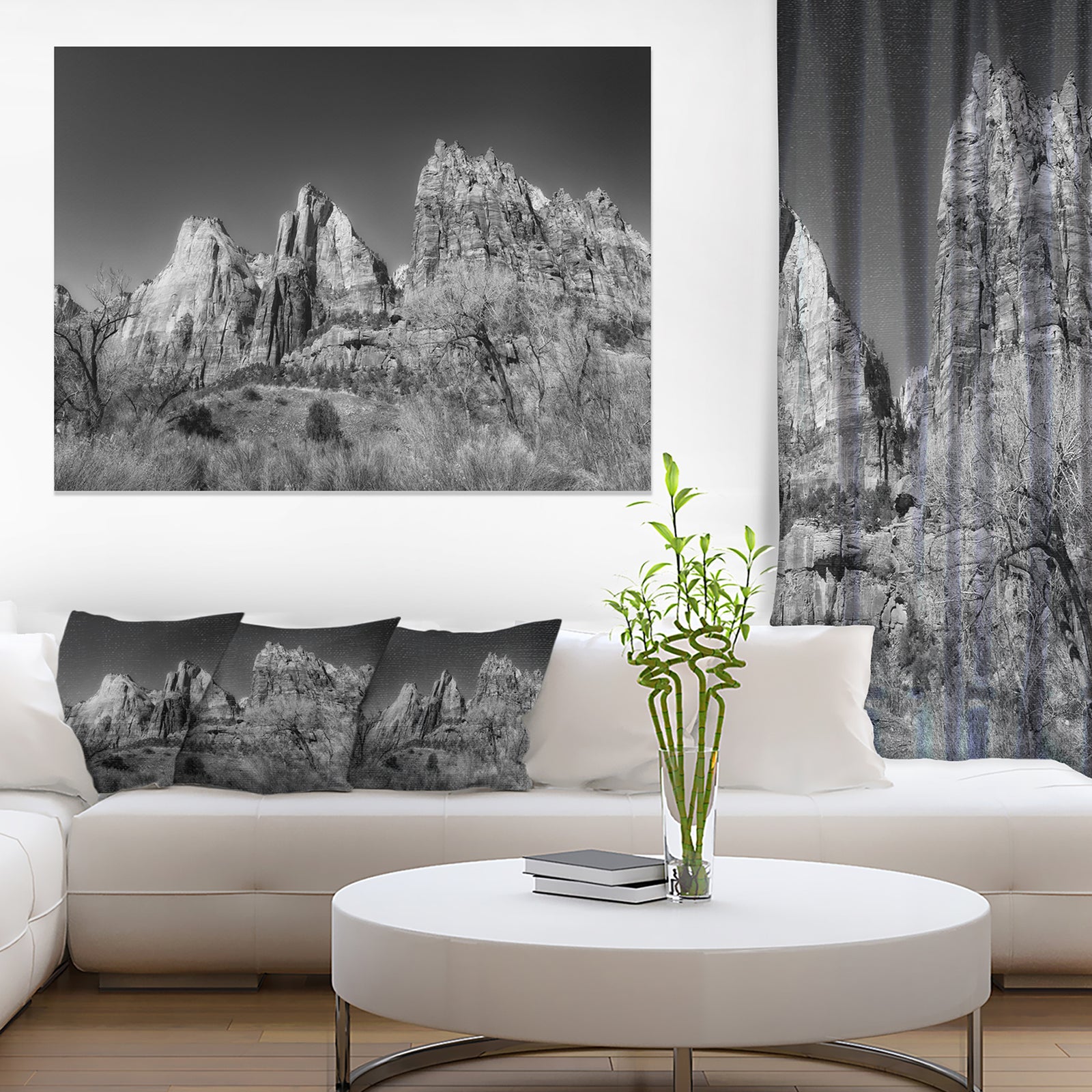 Rising Red Rocks Black and White - Landscape Art Canvas Print