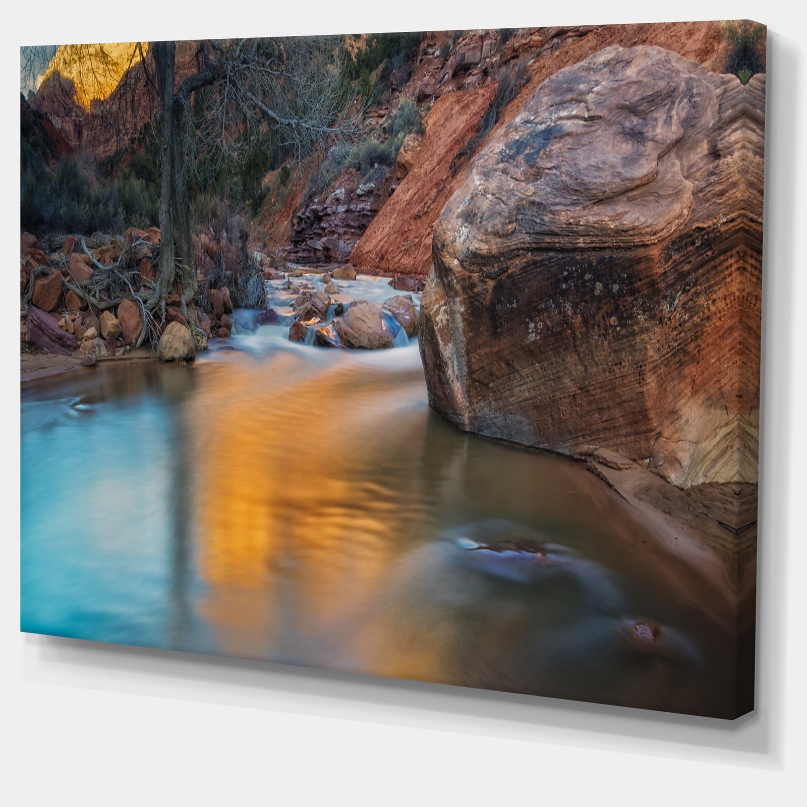 Slow Motion Virgin River at Zion - Landscape Art Canvas Print
