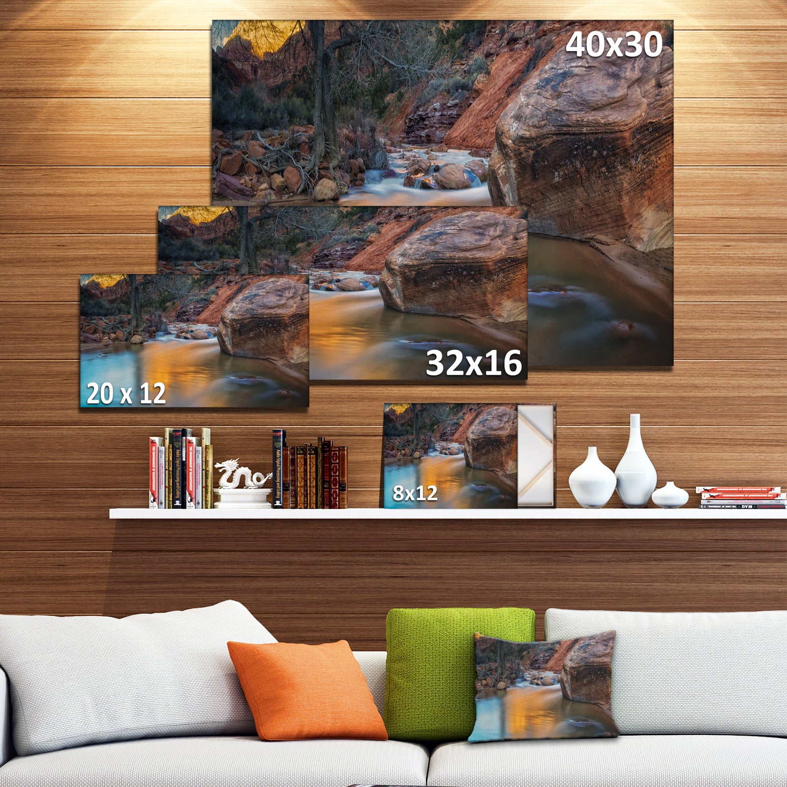 Slow Motion Virgin River at Zion - Landscape Art Canvas Print