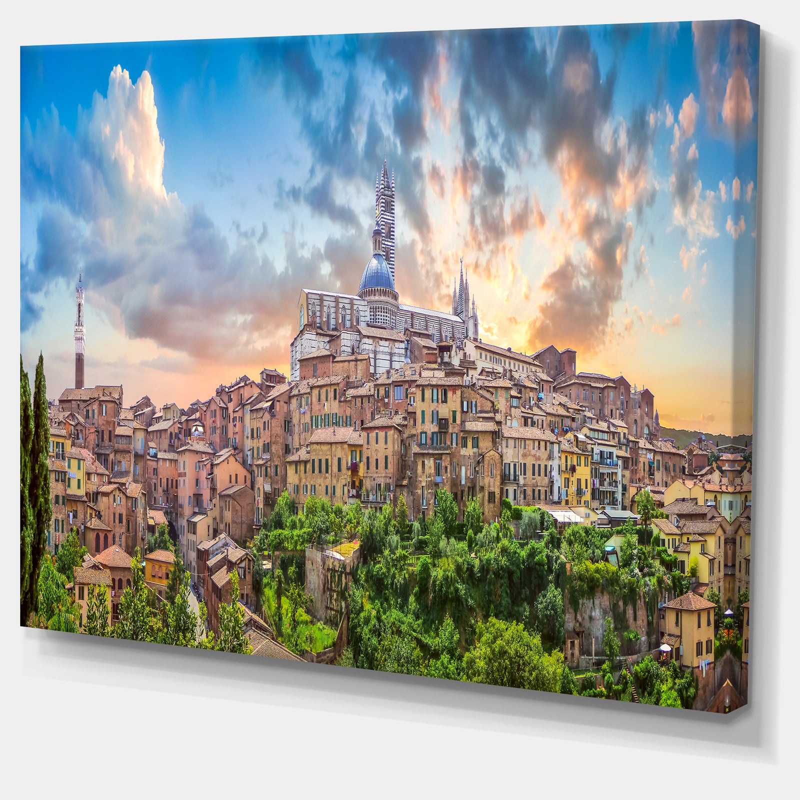 Historic City of Siena Panoramic View - Landscape Art Canvas Print