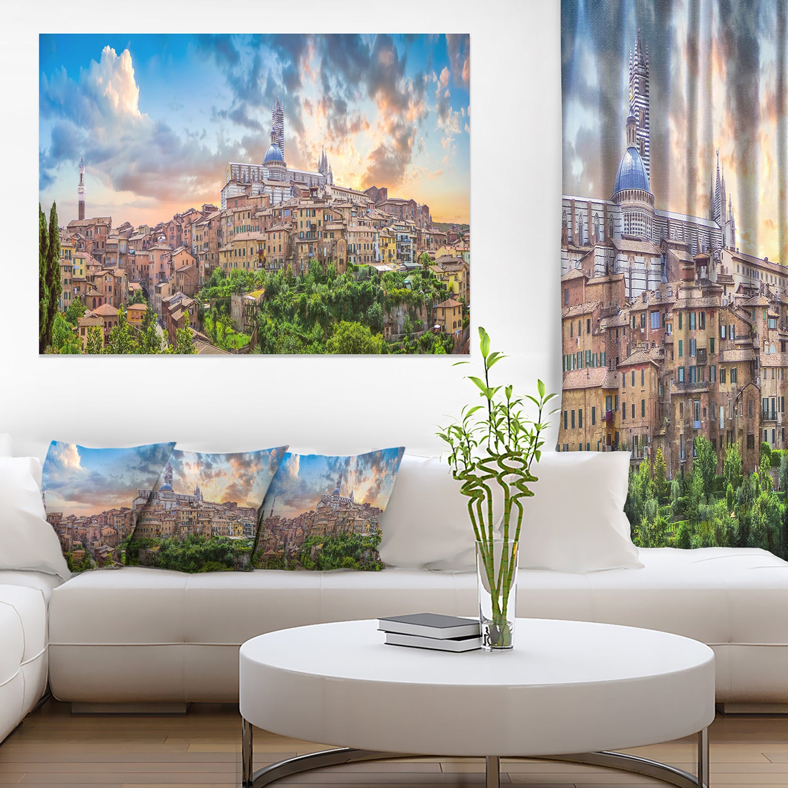 Historic City of Siena Panoramic View - Landscape Art Canvas Print