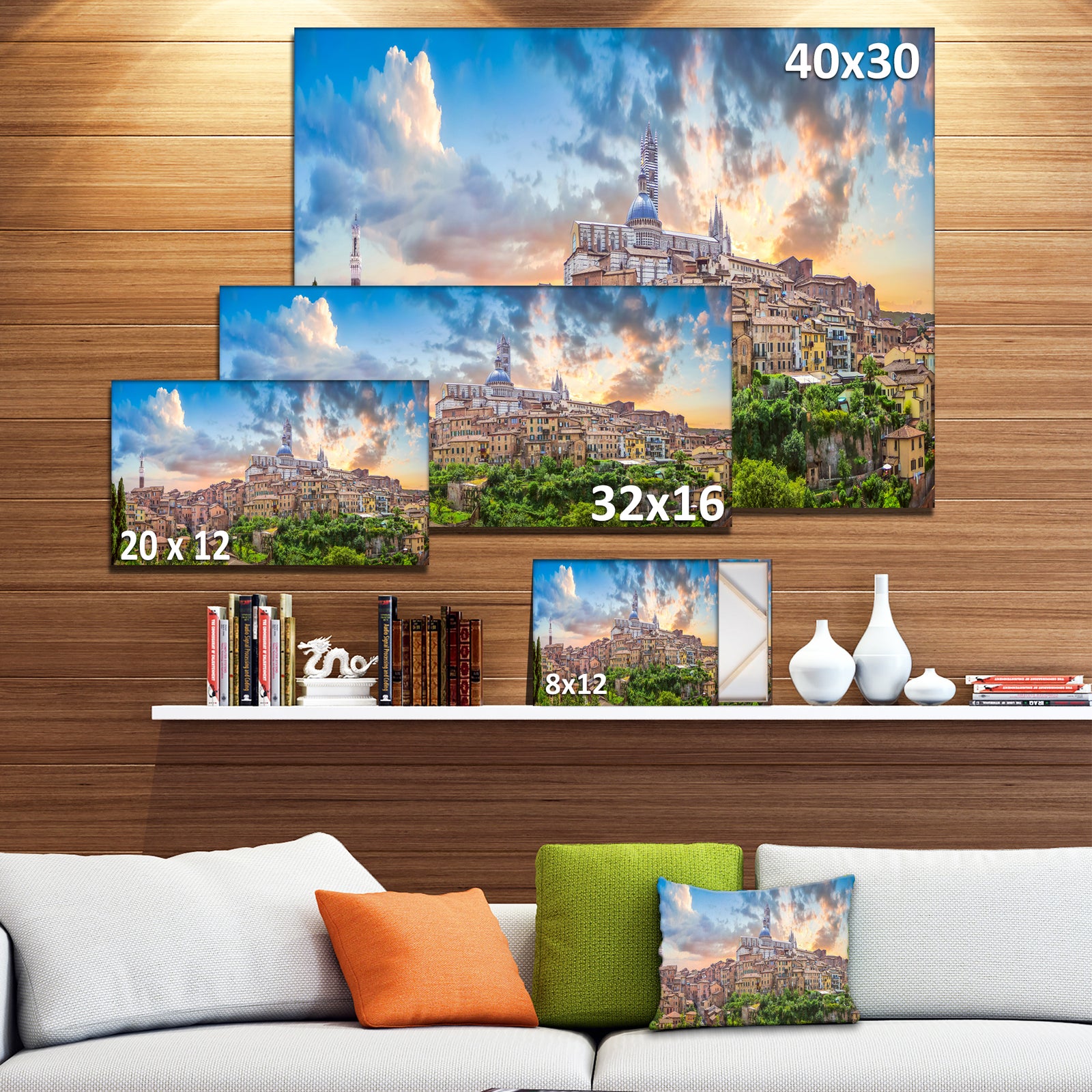 Historic City of Siena Panoramic View - Landscape Art Canvas Print