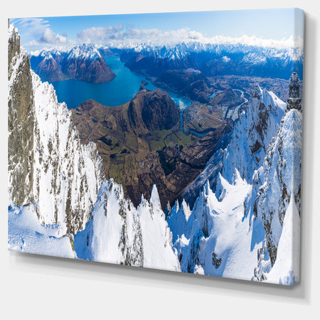 Frankton and Lake Aerial View Panorama - Landscape Art Canvas Print