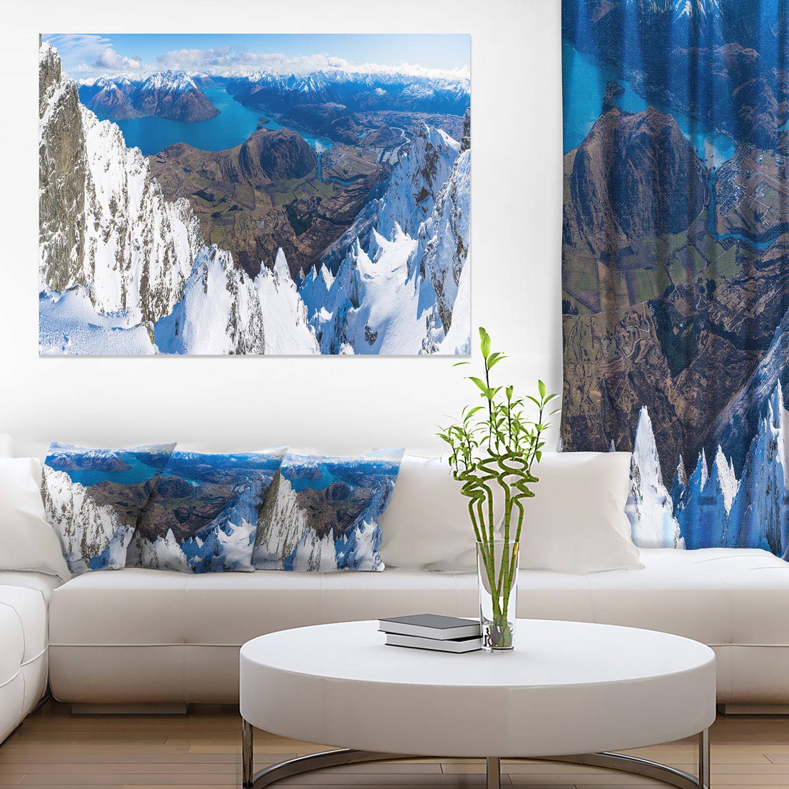 Frankton and Lake Aerial View Panorama - Landscape Art Canvas Print