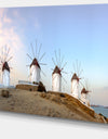 Traditional Greek Windmills Panorama - Landscape Art Canvas Print