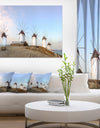 Traditional Greek Windmills Panorama - Landscape Art Canvas Print