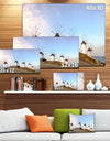 Traditional Greek Windmills Panorama - Landscape Art Canvas Print