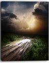 Muddy Countryside Roads under Dark Clouds - Landscape Art Canvas Print