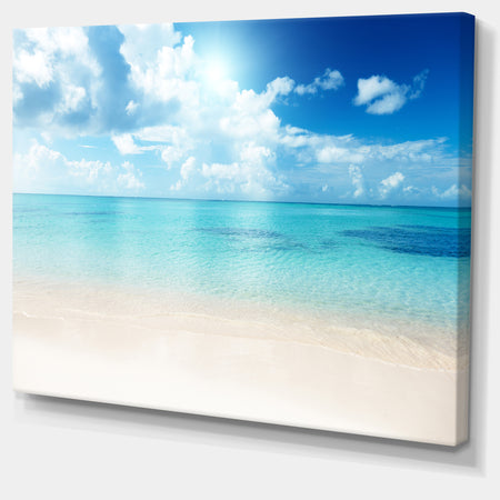 Sand of Beach in Blue Caribbean Sea - Modern Seascape Canvas Artwork