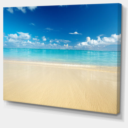 Sand of Beach in Calm Caribbean Shore - Modern Seascape Canvas Artwork