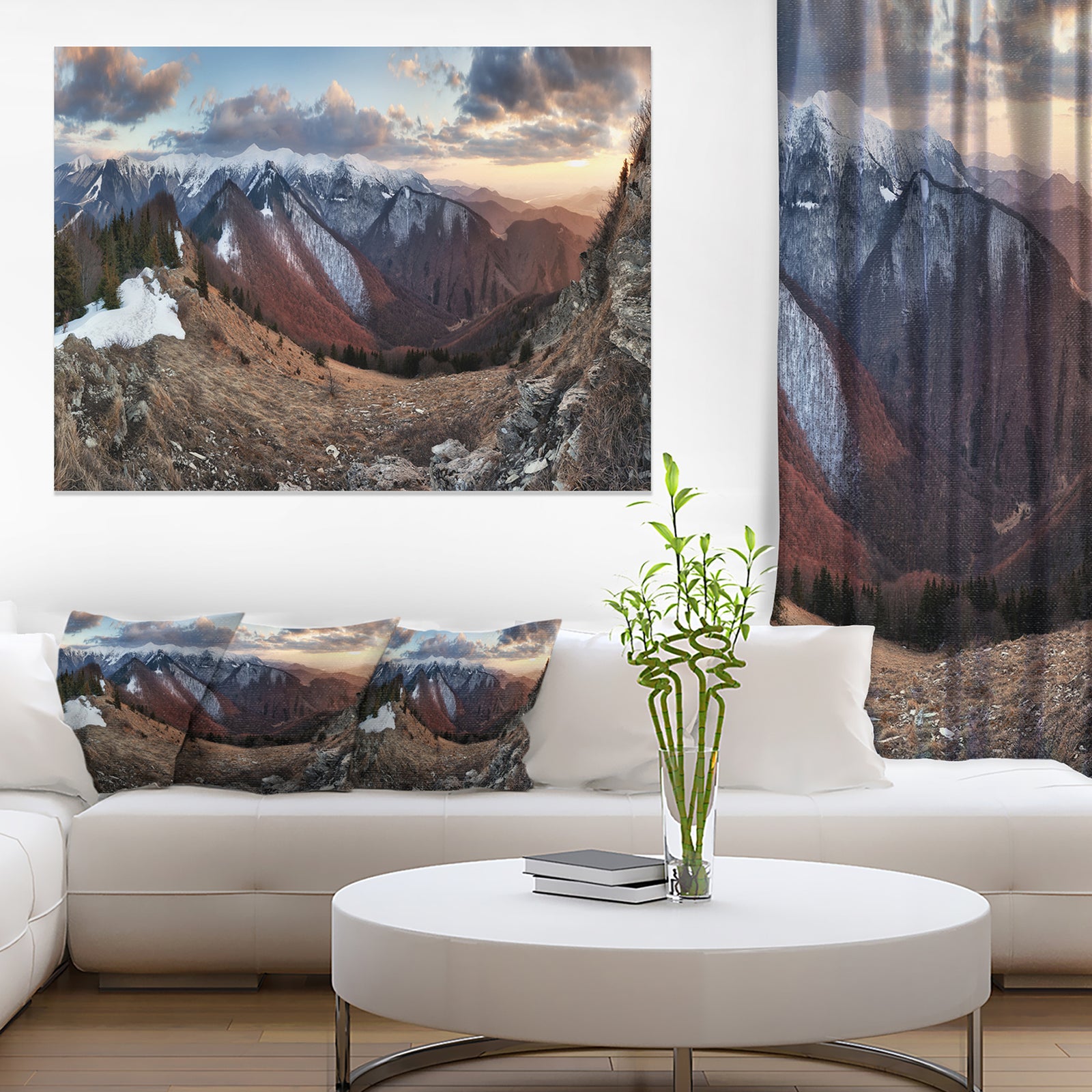 Layers of Foggy Hills Panorama - Landscape Artwork Canvas