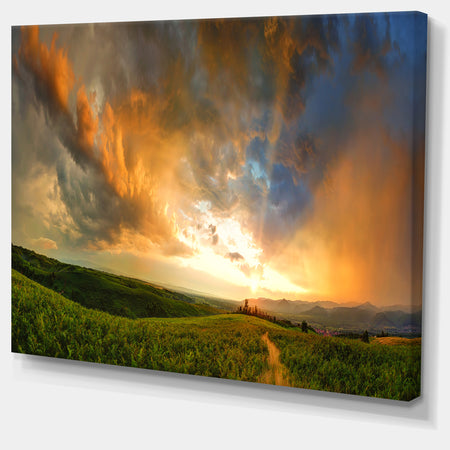 Majestic Sunset with Storm Clouds - Landscape Artwork Canvas