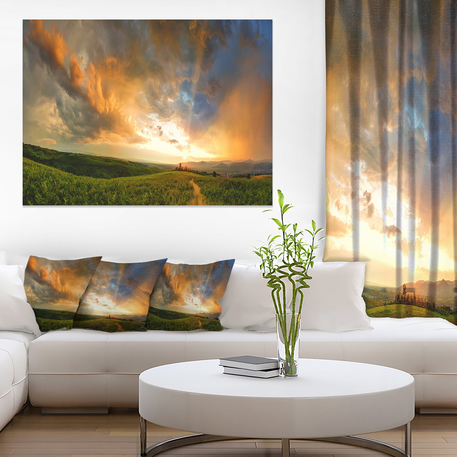 Majestic Sunset with Storm Clouds - Landscape Artwork Canvas