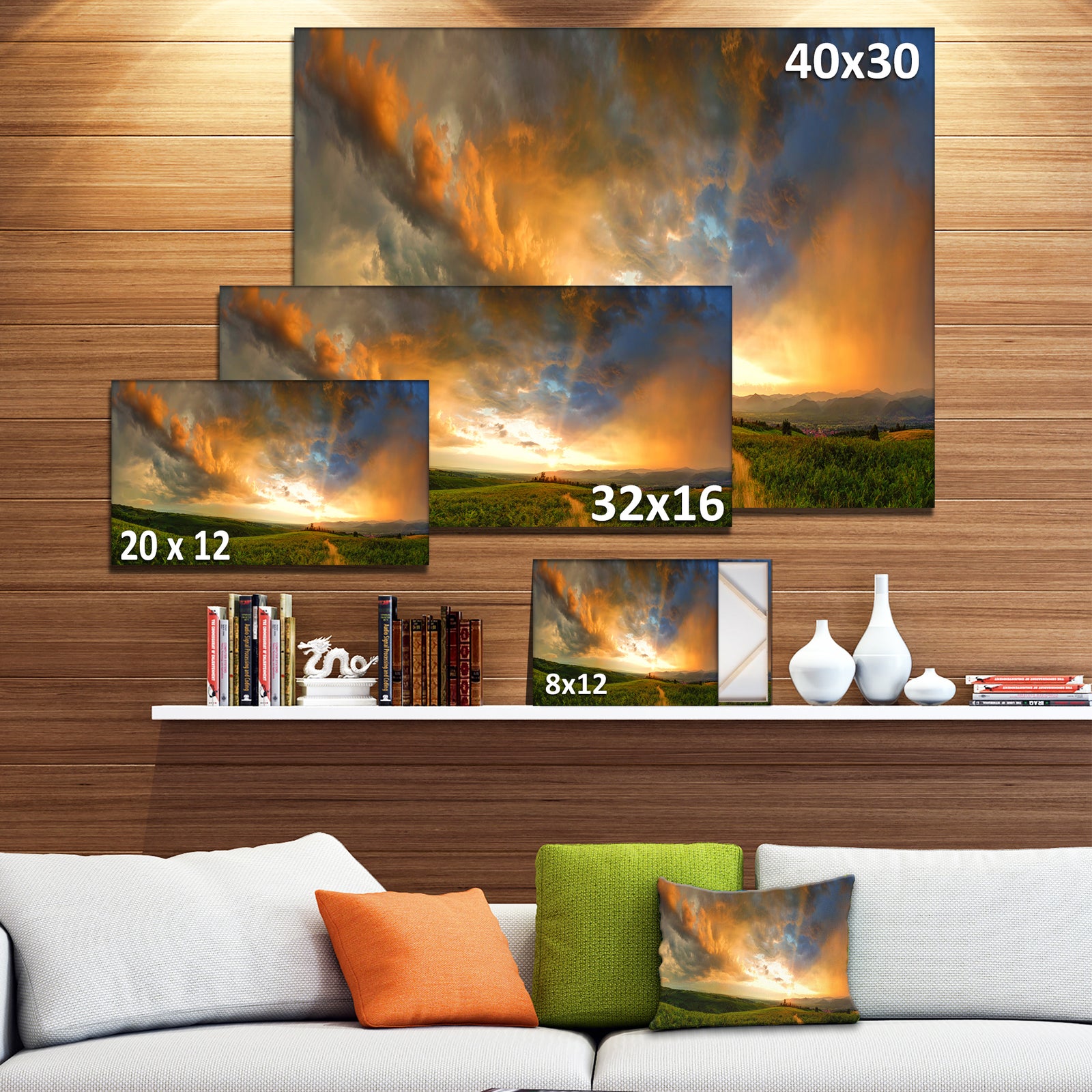 Majestic Sunset with Storm Clouds - Landscape Artwork Canvas