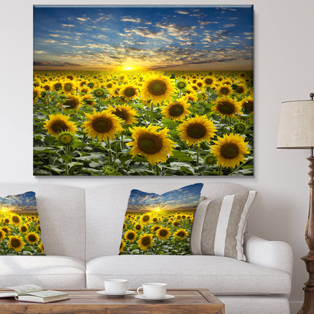 Field of Blooming Sunflowers - Large Flower Canvas Wall Art