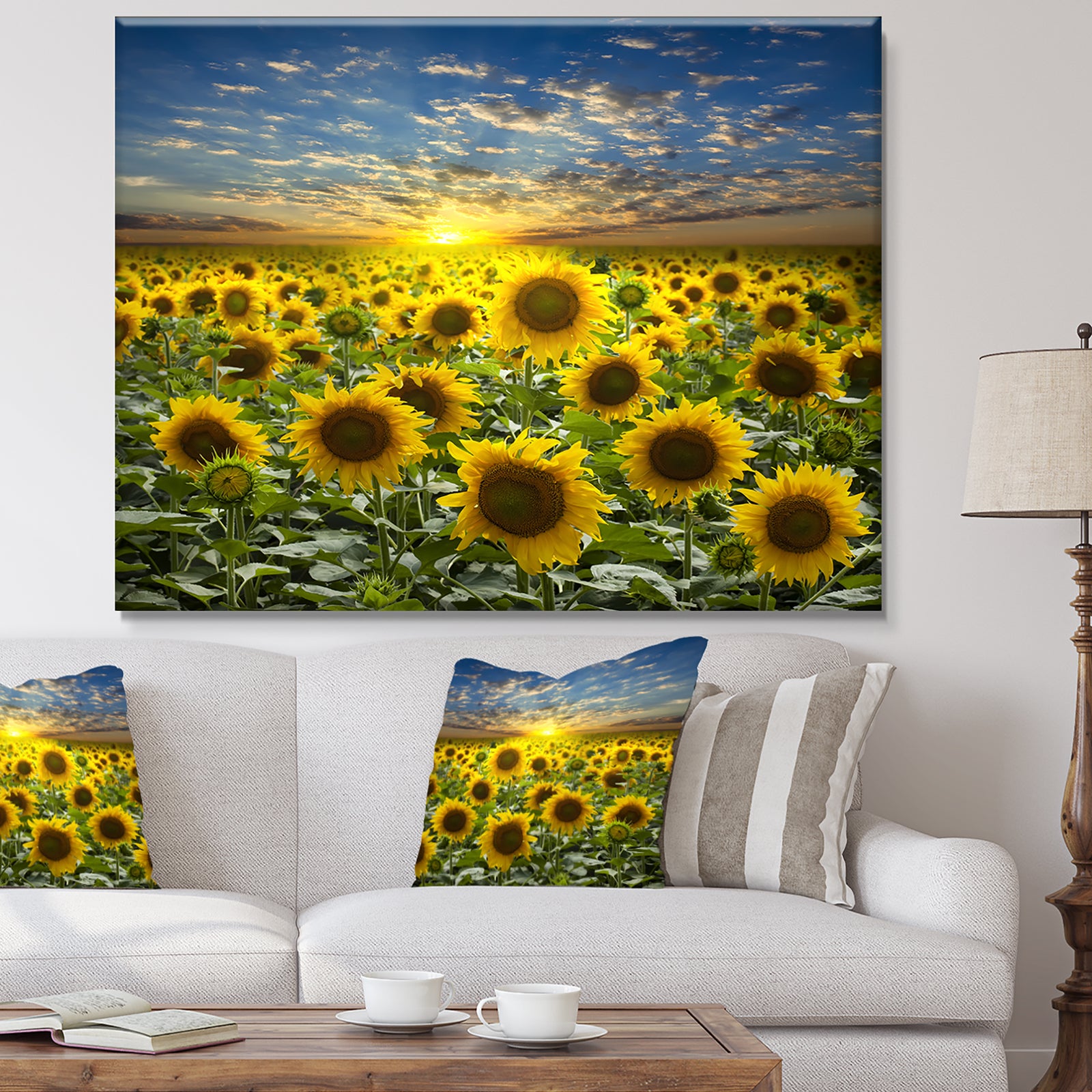Field of Blooming Sunflowers - Large Flower Canvas Wall Art