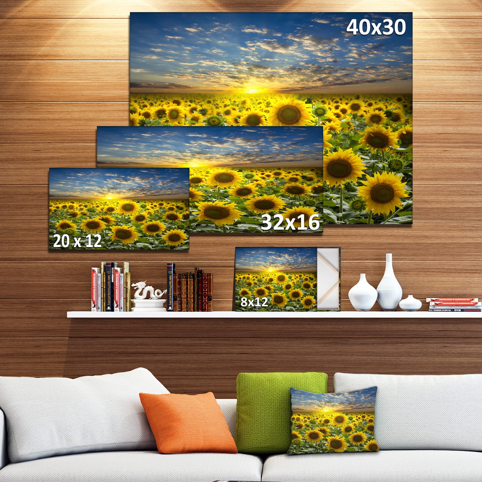 Field of Blooming Sunflowers - Large Flower Canvas Wall Art
