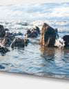 Sea Foam in Empty Rocky Seaside - Large Seascape Art Canvas Print